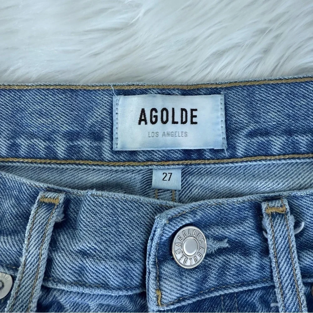 Agolde 90s Relaxed Straight Fit Jeans Light Blue Distressed Jeans Size 4 / 27